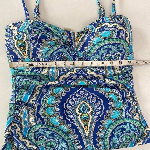 Tommy Bahama Relax Paisley Floral Tankini Swimsuit Adjustable Straps Padded Ruch - Picture 10 of 13